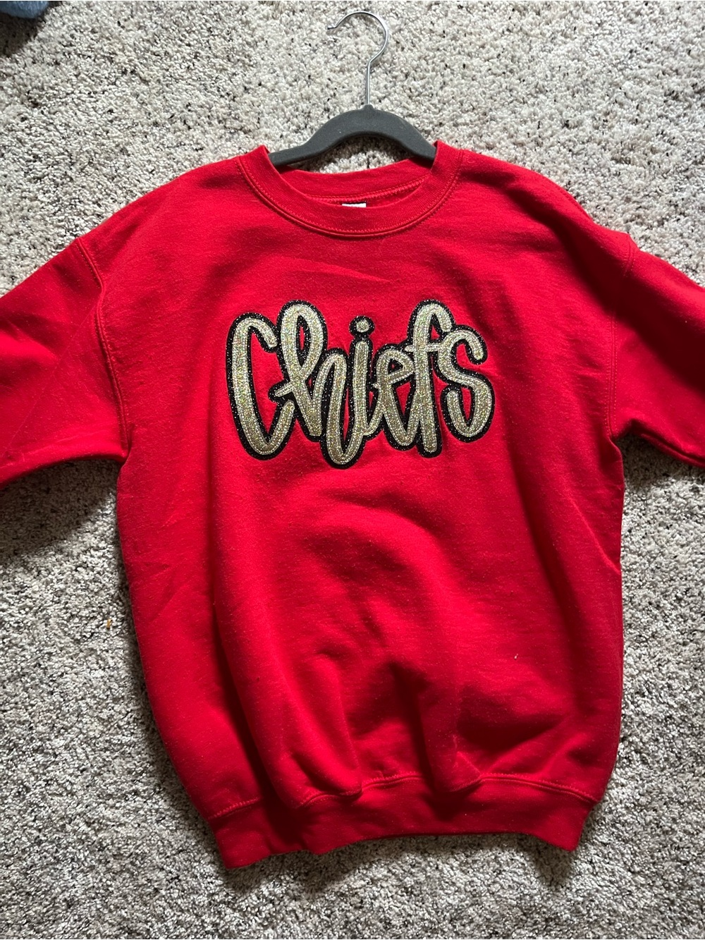 Gildan Red Sweatshirt with Gold 'Chiefs' Script